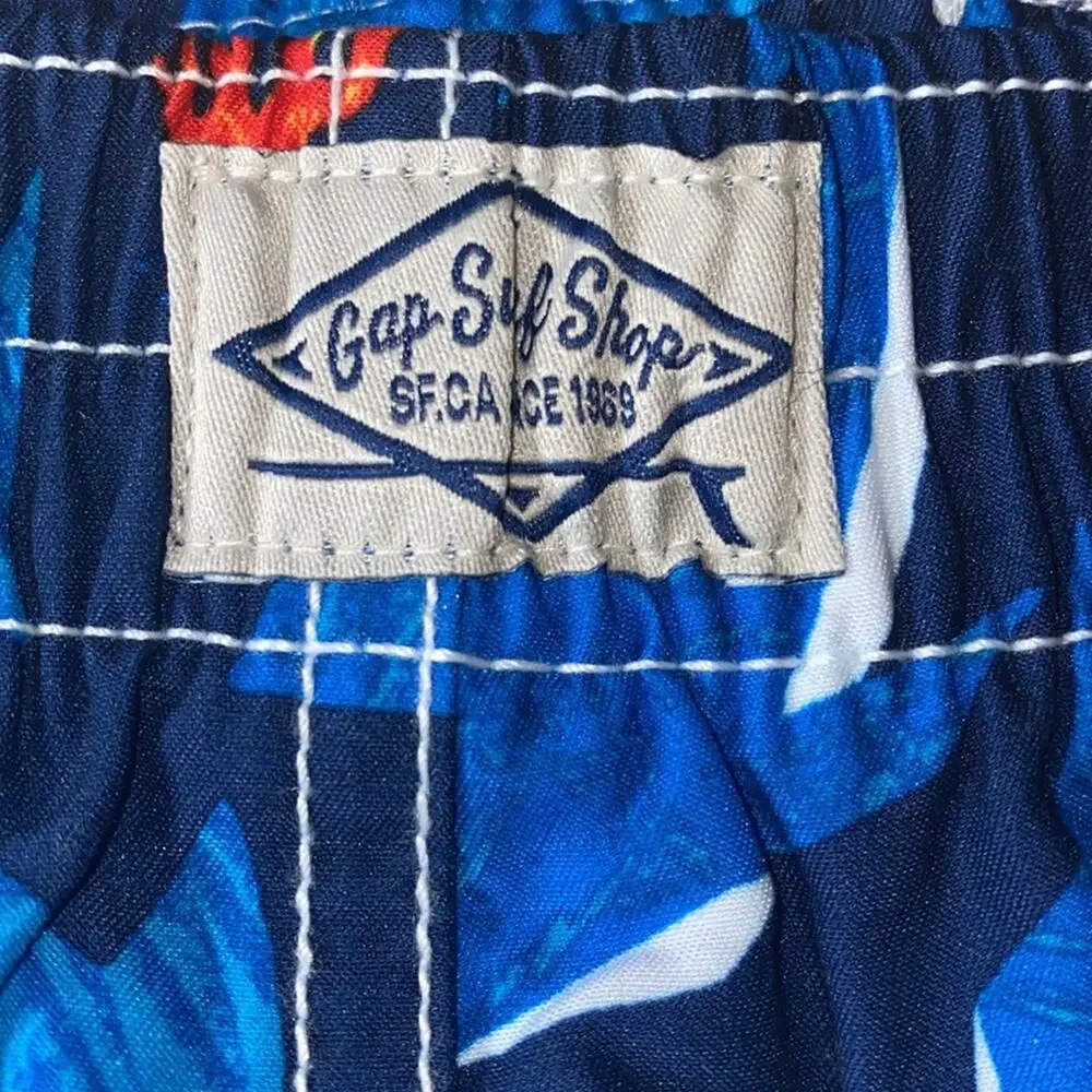 NWT Baby Gap UPF 50+ Shark Swim Trunks Blue Toddler Boys 3T Swim Shorts
